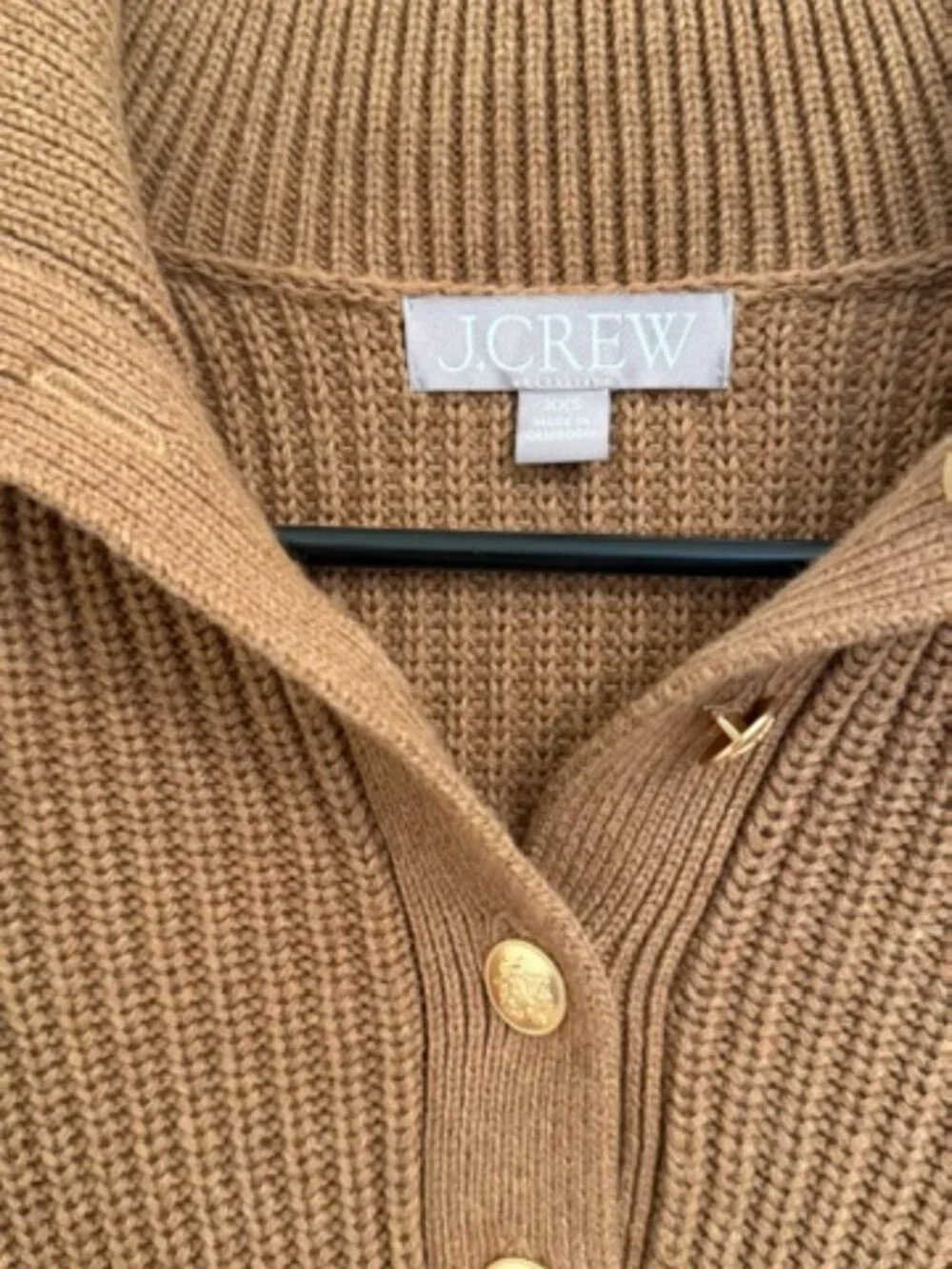 J. Crew Ribbed cotton button-collar sweater Heather Camel XXS